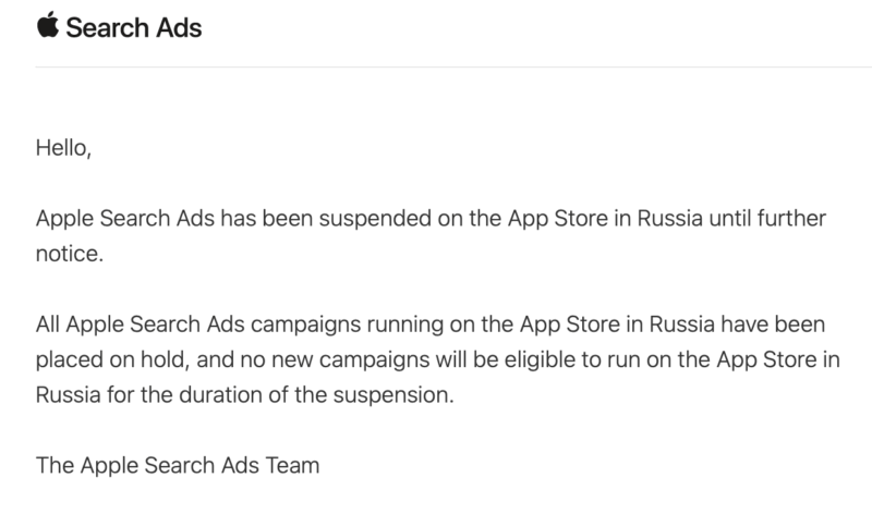 dừng quảng cáo tại Nga