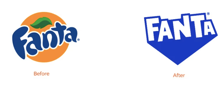 Bên phải là logo nhận diện thương hiệu mới của Fanta tại Mỹ.