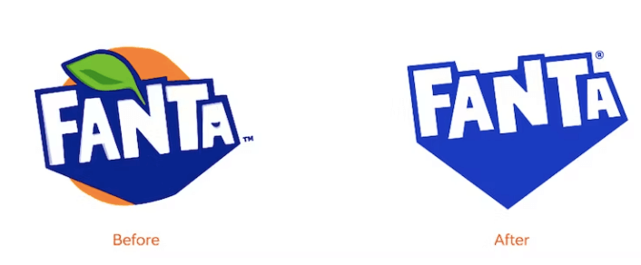 Bên phải là logo nhận diện thương hiệu mới của Fanta tại Anh.